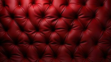 detta vibrerande röd läder stoppade soffa av stol förse en lyxig, inbjudande atmosfär till några inomhus- Plats, ai generativ foto