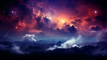 en mörk och lila himmel med moln ai generativ foto