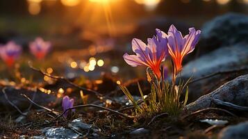 en knippa av blommor är anordnad i en mönster ai generativ foto