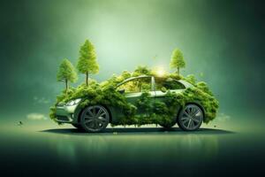 rena och grön elektrisk bil för hållbarhet. generativ ai foto