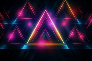 neon trianglar skapande djup. generativ ai foto