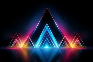 dynamisk neon trianglar. generativ ai foto