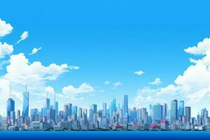urban horisont under en klar blå himmel. generativ ai foto
