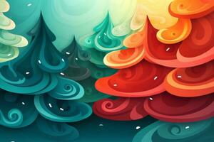färgrik illustration av en skog med träd. generativ ai foto
