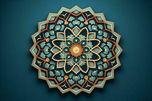islamic geometrisk prydnad med text område. generativ ai foto