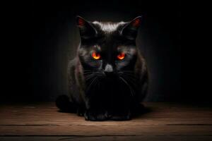 olycksbådande ser svart katt. generativ ai foto