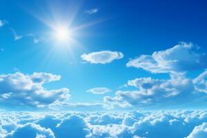 ozon skikten uv stråle filtrering i en blå himmel. generativ ai foto