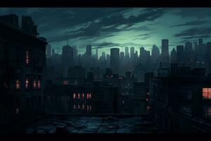 urban stadsbild på natt. generativ ai foto