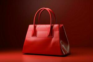 djärv och eleganta röd väska, en kreativ origami stil 3d begrepp ai genererad foto