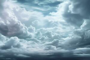 en dyster, dramatisk himmel med grå och fluffig vit moln ai genererad foto