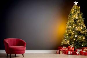 festlig atmosfär, realistisk jul interiör bakgrund, ai genererad foto