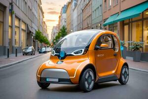 mini rörlighet elektrisk fordon, de framtida av eco transport, ai genererad foto