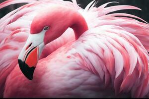 vätska flamingo konst, elegans i fuchsia och korall, ai genererad foto