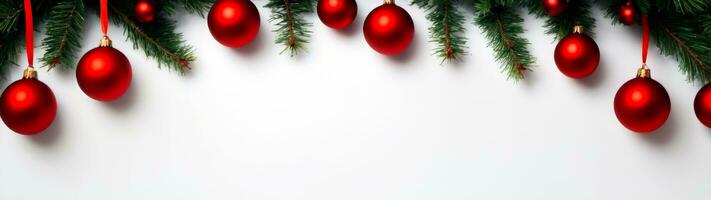 topp se glad jul baner perfekt för festlig kopia Plats, ai genererad foto
