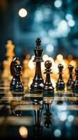 schackmatt en avgörande företag strategi slutar de schack spel med en kungar nederlag vertikal mobil tapet ai genererad foto