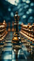 strategisk konkurrens och kreativ idéer förverkligas i årgång färgat schackbräde estetik vertikal mobil tapet ai genererad foto