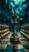strategisk konkurrens och kreativ idéer förverkligas i årgång färgat schackbräde estetik vertikal mobil tapet ai genererad foto
