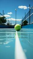 de paddla tennis domstol funktioner en definierande vit gräns linje vertikal mobil tapet ai genererad foto