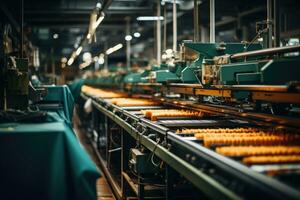 Foto av inuti textil- fabrik linje produktion se ai generativ