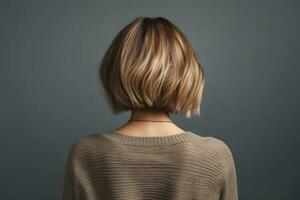 kvinnor guppa frisyr se från tillbaka professionell reklam fotografi ai genererad foto