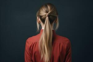kvinnor hästsvans frisyr se från tillbaka professionell reklam fotografi ai genererad foto
