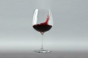 stänk av röd vin i en vinglas, ai generativ foto