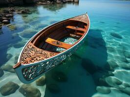 båt på de sjö generativ ai foto