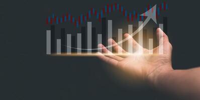 visa aktiediagram, resultatdiagram, diagram för företagstillväxt. illustration foto