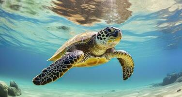 Foto av hav sköldpadda i de galapagos ö. generativ ai