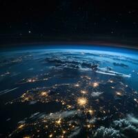 astronomi satelliter observera jord på natt från Plats foto