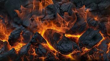 brinnande kol från en brand abstrakt bakgrund. ai generativ foto