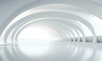 vit öppen Plats interiör med minimalistisk design element. ai genererad foto