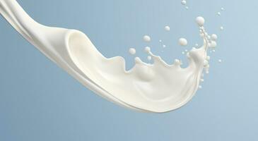 vit mjölk stänk isolerat på bakgrund, flytande eller yoghurt stänk, 3d illustration. generativ ai foto