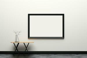 minimalistisk levande rum tom ram attrapp . generativ ai foto