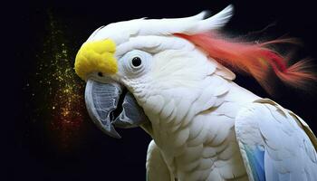 digital Foto manipulation av en vit papegoja. generativ ai