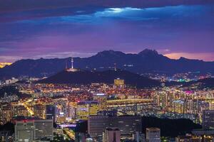 seoul stad horisont och skyskrapa i stadens centrum seoul, söder korea. foto