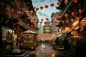 exotisk Kina stad dekorerad. generera ai foto