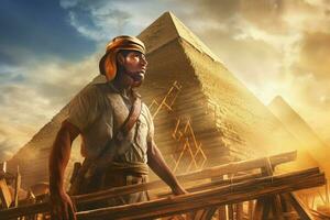 traditionell gammal egyptisk pyramid man. generera ai foto
