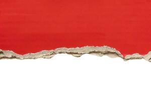 röd rev papper trasig kanter remsor isolerat på vit bakgrund foto
