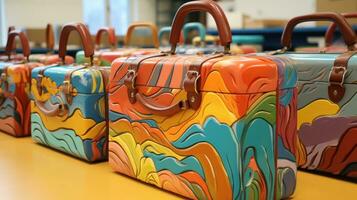 färgrik resväskor för lång resor foto