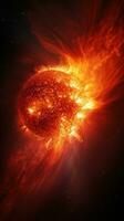 förvånande bild av en sol- framträdande under en magnetisk storm, foto
