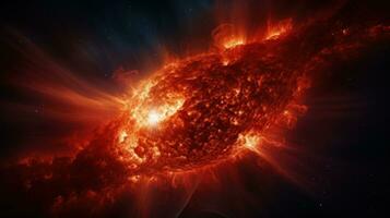 förvånande bild av en sol- framträdande under en magnetisk storm, foto