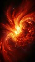en närbild se av en sol- blossa under en magnetisk storm foto
