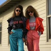 flickor i 80s mode kläder foto