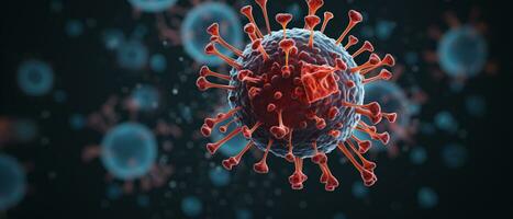 en närbild se av epidemi släppt lös, viral angrepp i smittad organismer. coronavirus covid19. ai generativ foto