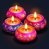 doftande ljus diwali vattenfärg illustration, ai genererad foto