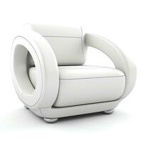 trendig vit fåtölj. möbel, interiör, isolerat element på vit bakgrund. generativ ai foto
