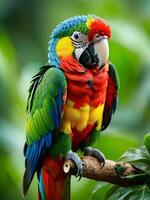 vibrerande papegoja i de vild. ai genererad. foto