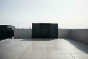 lugn enkelhet modernitet i ett tömma taket interiör. ai genererad. foto