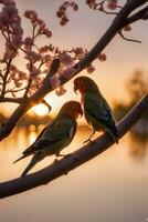 fångande kärlek fåglar. hjärtvärmande foton av öm avian par. ai generativ
